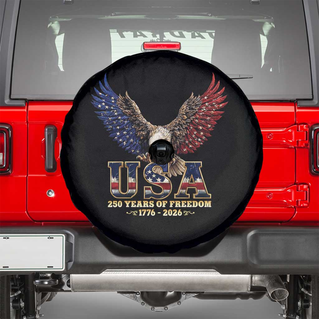 250 Years USA Majestic Bald Eagle Spare Tire Cover American Flag Wings Patriotic Semiquincentennial 250th Anniversary TS02 Black Print Your Wear