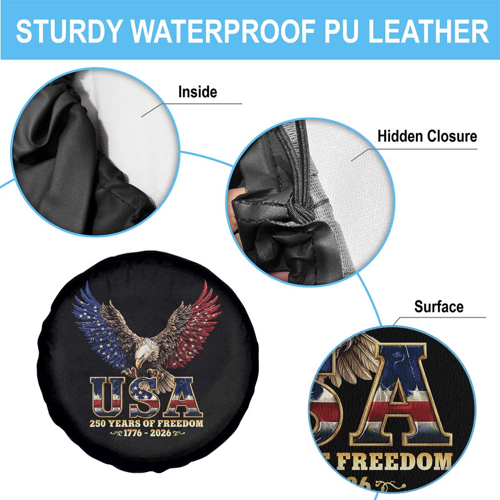 250 Years USA Majestic Bald Eagle Spare Tire Cover American Flag Wings Patriotic Semiquincentennial 250th Anniversary TS02 Print Your Wear