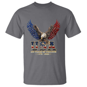 250 Years USA Majestic Bald Eagle T Shirt American Flag Wings Patriotic Semiquincentennial 250th Anniversary TS02 Charcoal Print Your Wear