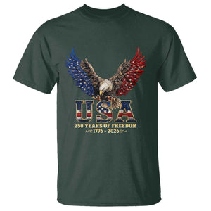 250 Years USA Majestic Bald Eagle T Shirt American Flag Wings Patriotic Semiquincentennial 250th Anniversary TS02 Dark Forest Green Print Your Wear