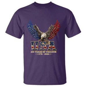 250 Years USA Majestic Bald Eagle T Shirt American Flag Wings Patriotic Semiquincentennial 250th Anniversary TS02 Purple Print Your Wear