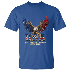 250 Years USA Majestic Bald Eagle T Shirt American Flag Wings Patriotic Semiquincentennial 250th Anniversary TS02 Royal Blue Print Your Wear