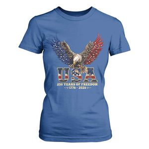 250 Years USA Majestic Bald Eagle T Shirt For Women American Flag Wings Patriotic Semiquincentennial 250th Anniversary TS02 Royal Blue Print Your Wear