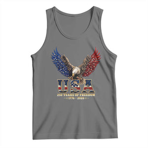 250 Years USA Majestic Bald Eagle Tank Top American Flag Wings Patriotic Semiquincentennial 250th Anniversary TS02 Black Heather Print Your Wear