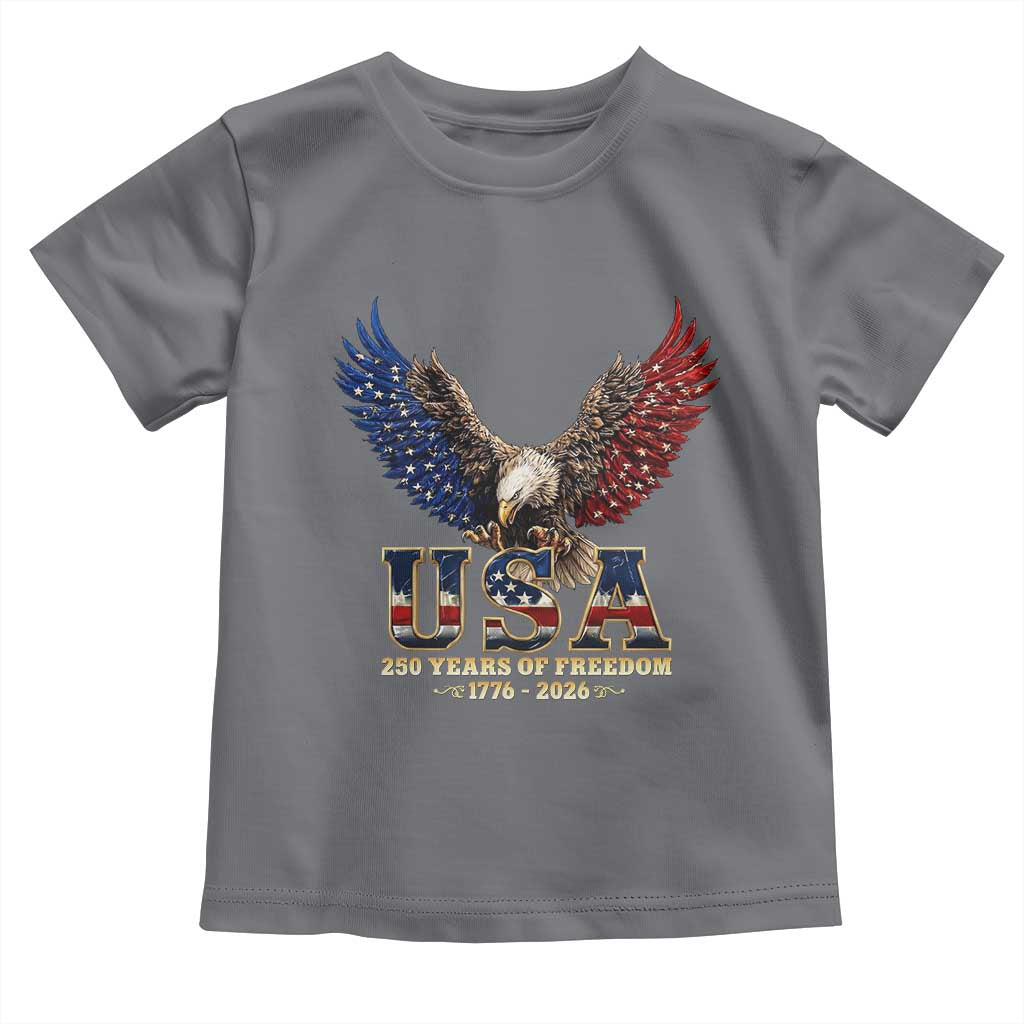 250 Years USA Majestic Bald Eagle Toddler T Shirt American Flag Wings Patriotic Semiquincentennial 250th Anniversary TS02 Charcoal Print Your Wear