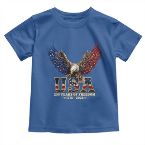 250 Years USA Majestic Bald Eagle Toddler T Shirt American Flag Wings Patriotic Semiquincentennial 250th Anniversary TS02 Royal Blue Print Your Wear