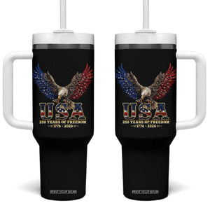 250 Years USA Majestic Bald Eagle Tumbler With Handle American Flag Wings Patriotic Semiquincentennial 250th Anniversary TS02 One Size: 40 oz Black Print Your Wear