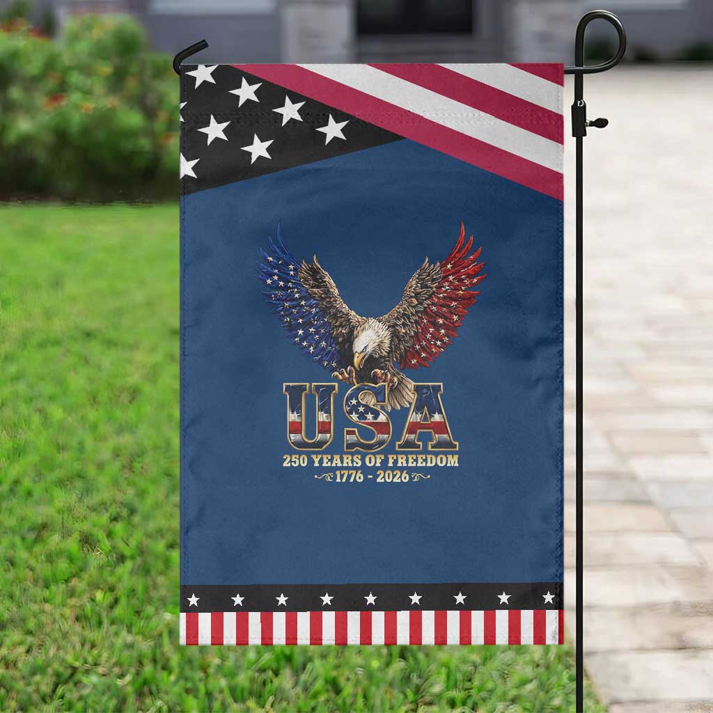 250 Years USA Majestic Bald Eagle Patriotic Garden Flag American Flag Wings Patriotic Semiquincentennial 250th Anniversary TS02 Classic Blue Black Print Your Wear