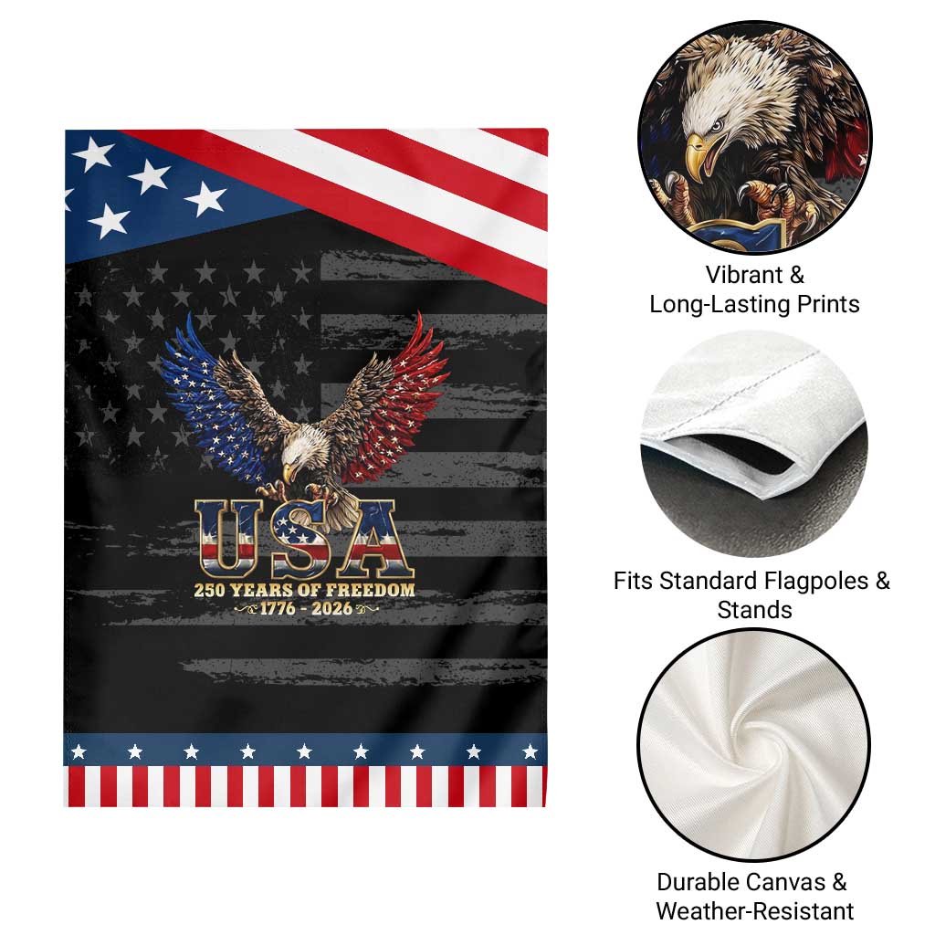 250 Years USA Majestic Bald Eagle Patriotic Garden Flag American Flag Wings Patriotic Semiquincentennial 250th Anniversary TS02 Print Your Wear