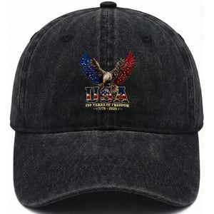 250 Years USA Majestic Bald Eagle Washed Cotton Baseball Cap American Flag Wings Patriotic Semiquincentennial 250th Anniversary TS02 Print Your Wear