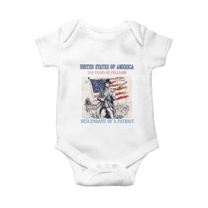 Custom Name Descendant of a Patriot USA 250 Years of Freedom Personalized Baby Onesie 1776-2026 Revolutionary War Heritage TS02 White Print Your Wear