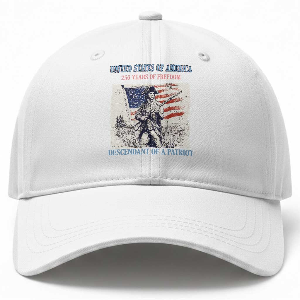 Custom Name Descendant of a Patriot USA 250 Years of Freedom Personalized Baseball Cap 1776-2026 Revolutionary War Heritage TS02 Print Your Wear