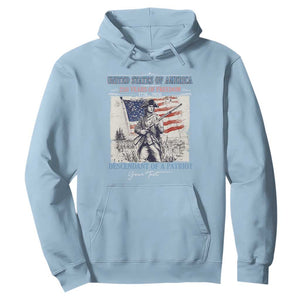 Custom Name Descendant of a Patriot USA 250 Years of Freedom Personalized Hoodie 1776-2026 Revolutionary War Heritage TS02 Light Blue Print Your Wear