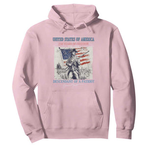 Custom Name Descendant of a Patriot USA 250 Years of Freedom Personalized Hoodie 1776-2026 Revolutionary War Heritage TS02 Light Pink Print Your Wear