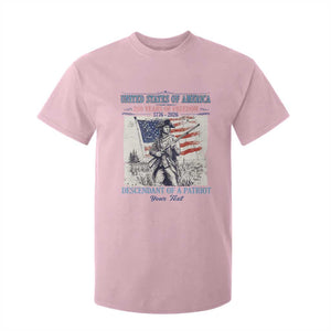 Custom Name Descendant of a Patriot USA 250 Years of Freedom Personalized T Shirt For Kid 1776-2026 Revolutionary War Heritage TS02 Light Pink Print Your Wear