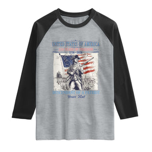 Custom Name Descendant of a Patriot USA 250 Years of Freedom Personalized Raglan Shirt 1776-2026 Revolutionary War Heritage TS02 Heather Gray Black Print Your Wear