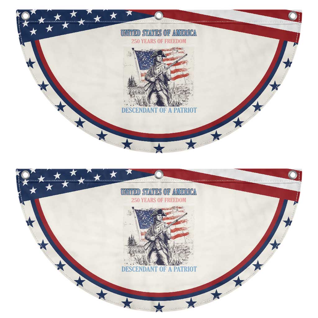 Custom Name Descendant of a Patriot USA 250 Years of Freedom Personalized Patriotic Fan Flag 1776-2026 Revolutionary War Heritage