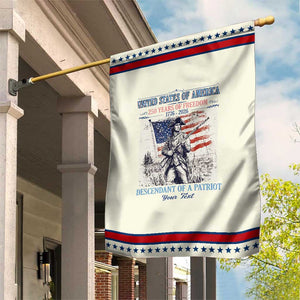 Custom Name Descendant of a Patriot USA 250 Years of Freedom Personalized Patriotic Garden Flag 1776-2026 Revolutionary War Heritage TS02 Modern Beige Red Print Your Wear