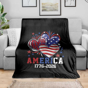 America 1776-2026 Patriotic Hearts Throw Blanket Semiquincentennial 250th Anniversary Red White Blue Stars and Stripes TS02 Print Your Wear