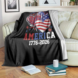 America 1776-2026 Patriotic Hearts Throw Blanket Semiquincentennial 250th Anniversary Red White Blue Stars and Stripes TS02 Print Your Wear