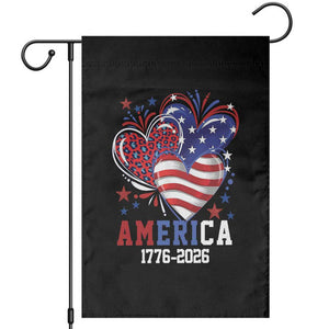 America 1776-2026 Patriotic Hearts Garden Flag Semiquincentennial 250th Anniversary Red White Blue Stars and Stripes TS02 Black Print Your Wear