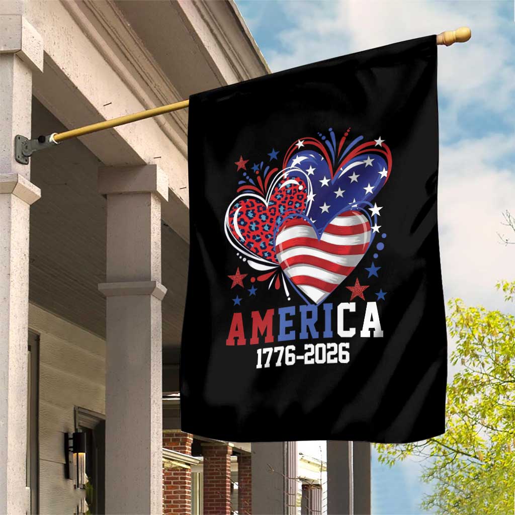 America 1776-2026 Patriotic Hearts Garden Flag Semiquincentennial 250th Anniversary Red White Blue Stars and Stripes TS02 Print Your Wear