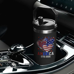 America 1776-2026 Patriotic Hearts Flip Straw Tumbler Semiquincentennial 250th Anniversary Red White Blue Stars and Stripes TS02 Print Your Wear