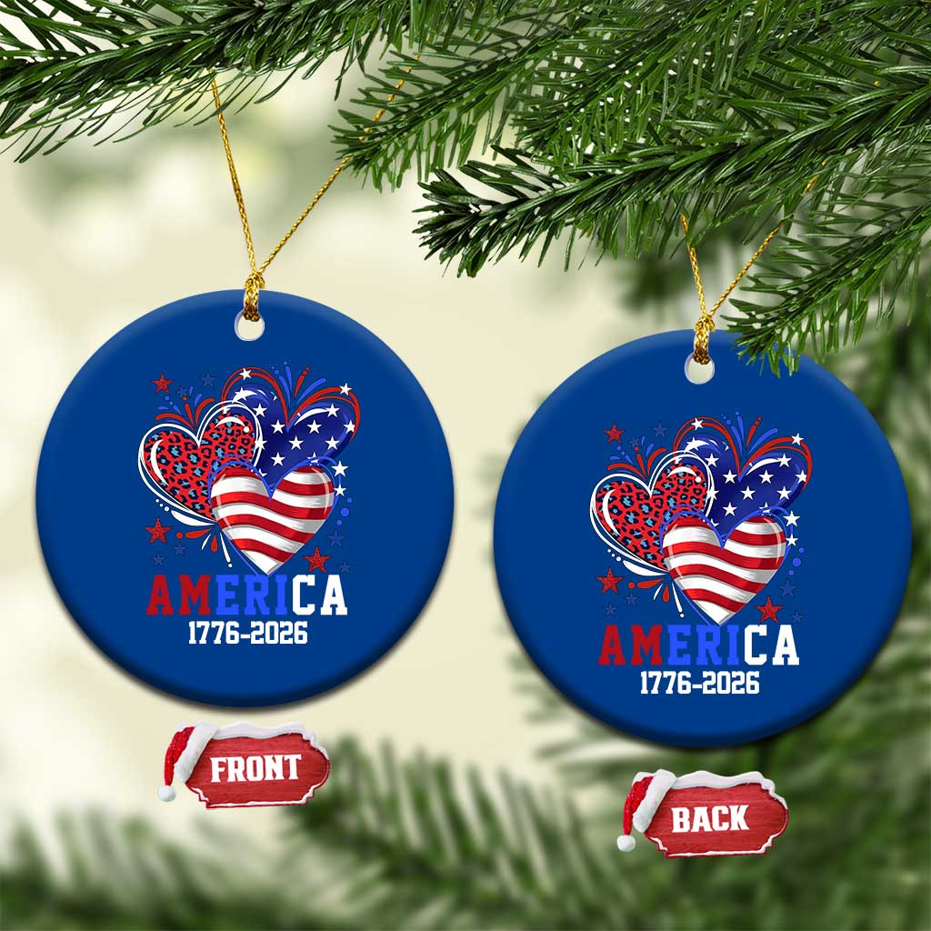 America 1776-2026 Patriotic Hearts Ceramic Ornament Semiquincentennial 250th Anniversary Red White Blue Stars and Stripes TS02 1pc Blue Print Your Wear