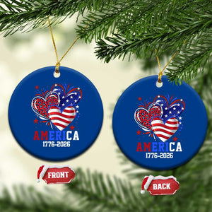 America 1776-2026 Patriotic Hearts Ceramic Ornament Semiquincentennial 250th Anniversary Red White Blue Stars and Stripes TS02 1pc Blue Print Your Wear