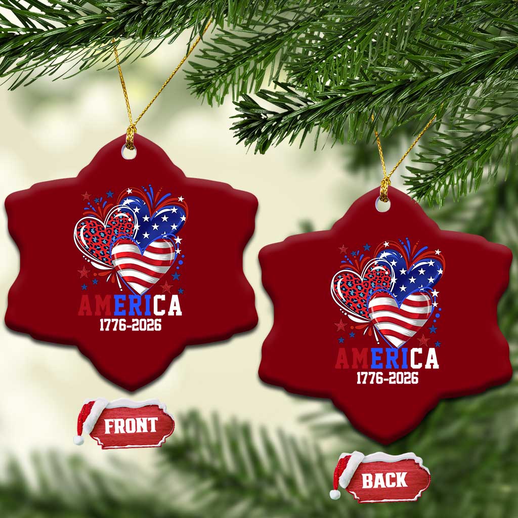 America 1776-2026 Patriotic Hearts Ceramic Ornament Semiquincentennial 250th Anniversary Red White Blue Stars and Stripes TS02 Print Your Wear