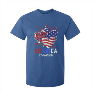 America 1776-2026 Patriotic Hearts T Shirt For Kid Semiquincentennial 250th Anniversary Red White Blue Stars and Stripes TS02 Royal Blue Print Your Wear
