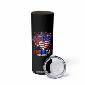 America 1776-2026 Patriotic Hearts Skinny Tumbler Semiquincentennial 250th Anniversary Red White Blue Stars and Stripes TS02 Print Your Wear