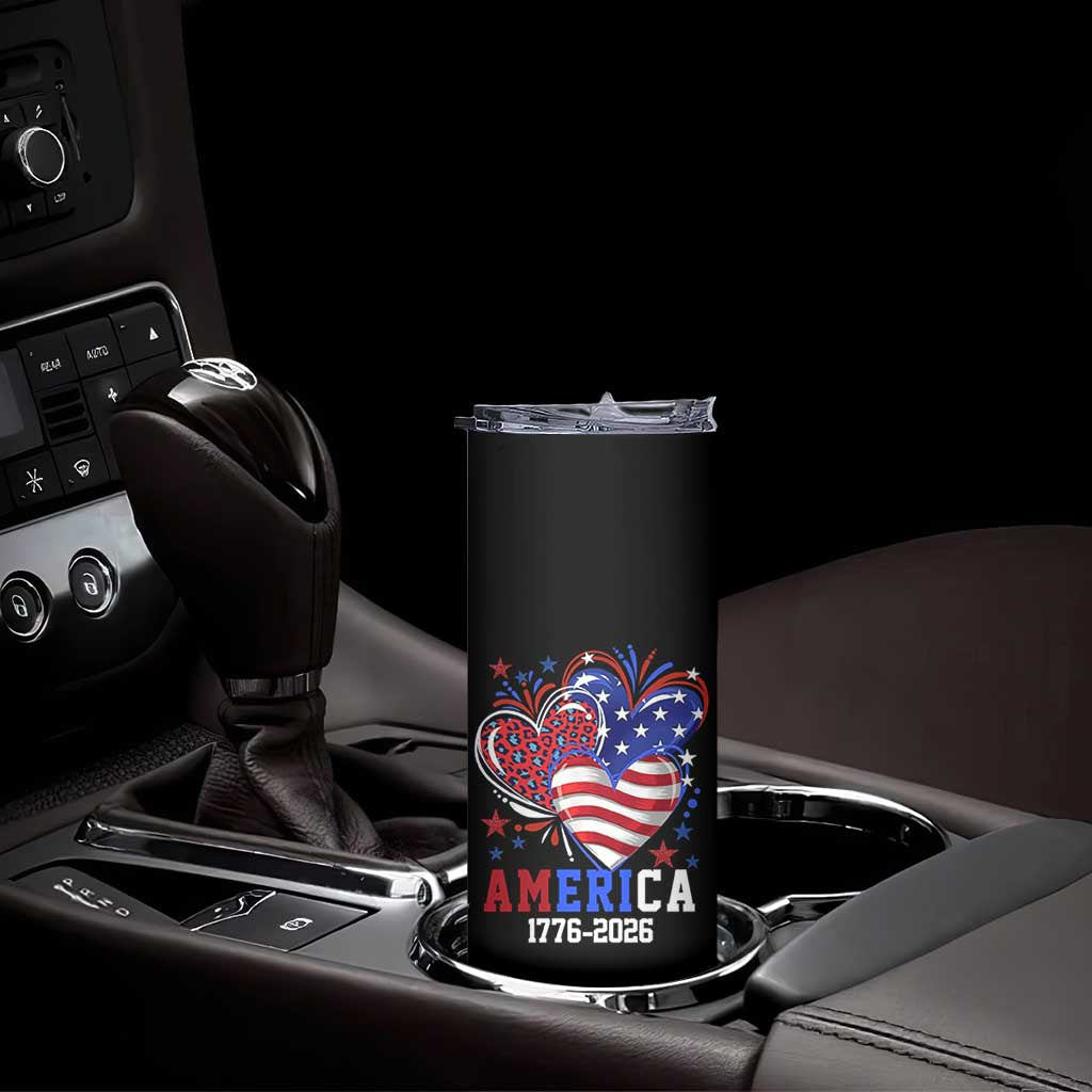 America 1776-2026 Patriotic Hearts Skinny Tumbler Semiquincentennial 250th Anniversary Red White Blue Stars and Stripes TS02 Print Your Wear