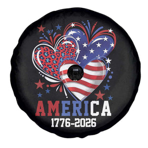 America 1776-2026 Patriotic Hearts Spare Tire Cover Semiquincentennial 250th Anniversary Red White Blue Stars and Stripes TS02 Print Your Wear