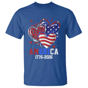 America 1776-2026 Patriotic Hearts T Shirt Semiquincentennial 250th Anniversary Red White Blue Stars and Stripes TS02 Royal Blue Print Your Wear