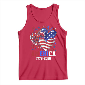 America 1776-2026 Patriotic Hearts Tank Top Semiquincentennial 250th Anniversary Red White Blue Stars and Stripes TS02 Red Print Your Wear