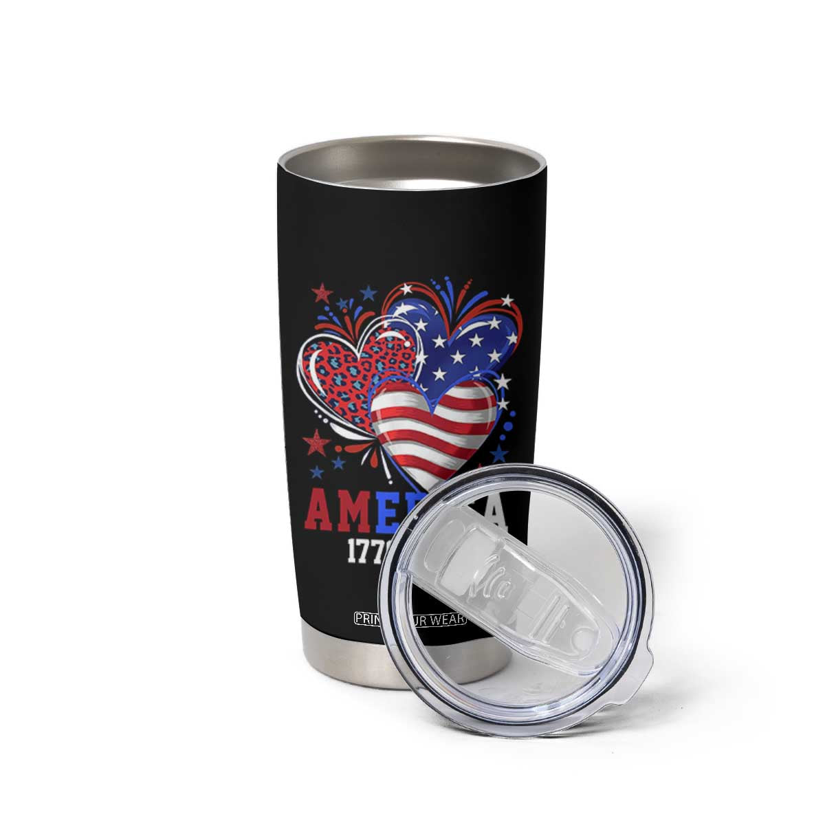America 1776-2026 Patriotic Hearts Tumbler Cup Semiquincentennial 250th Anniversary Red White Blue Stars and Stripes TS02 Print Your Wear