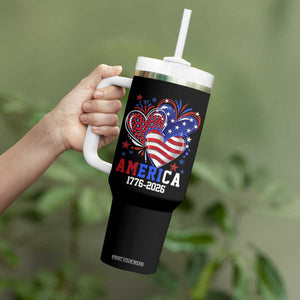 America 1776-2026 Patriotic Hearts Tumbler With Handle Semiquincentennial 250th Anniversary Red White Blue Stars and Stripes TS02 Print Your Wear