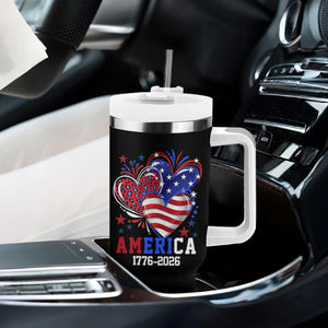 America 1776-2026 Patriotic Hearts Tumbler With Handle Semiquincentennial 250th Anniversary Red White Blue Stars and Stripes TS02 Print Your Wear