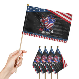 America 1776-2026 Patriotic Hearts Patriotic Handheld Flag Semiquincentennial 250th Anniversary Red White Blue Stars and Stripes TS02 Print Your Wear