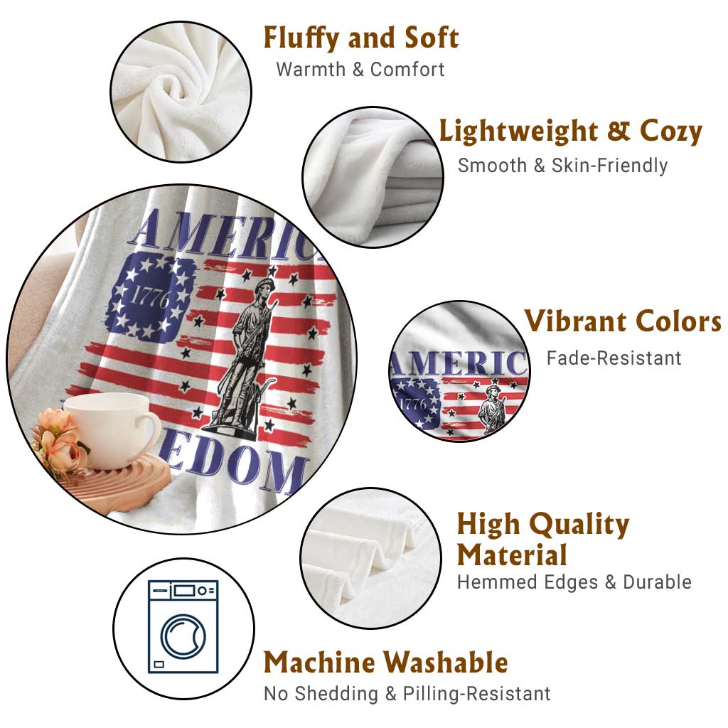 America Freedom 1776 Revolutionary War Throw Blanket Minuteman Betsy Ross Flag Patriotic History TS02 Print Your Wear