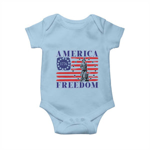 America Freedom 1776 Revolutionary War Baby Onesie Minuteman Betsy Ross Flag Patriotic History TS02 Light Blue Print Your Wear