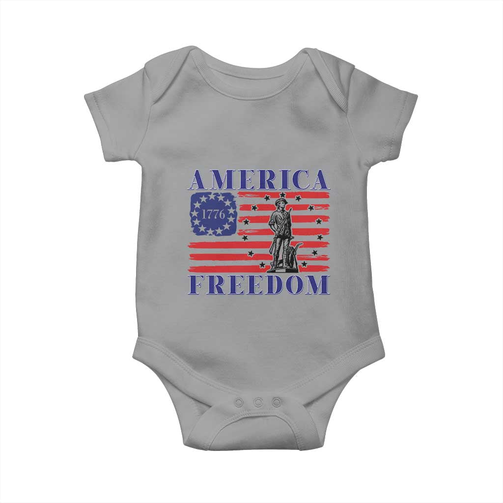 America Freedom 1776 Revolutionary War Baby Onesie Minuteman Betsy Ross Flag Patriotic History TS02 Sport Gray Print Your Wear