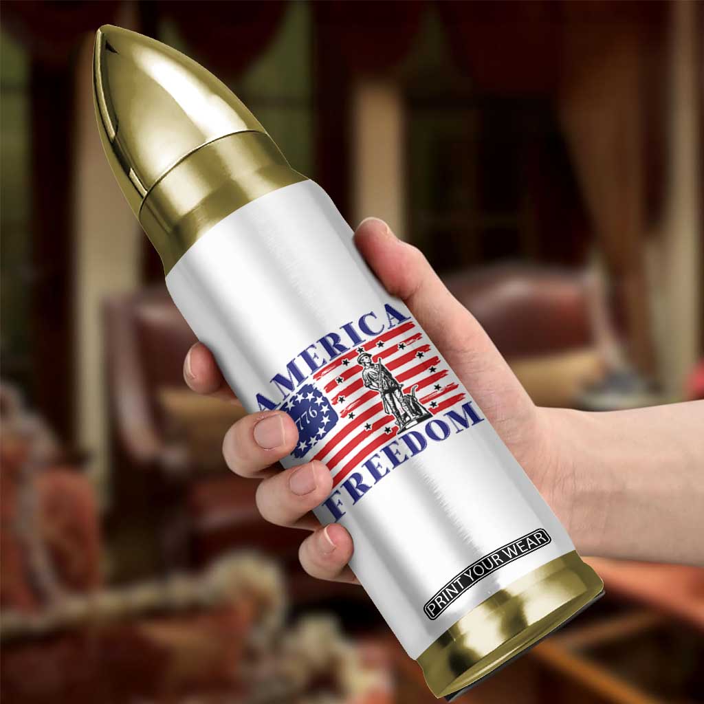America Freedom 1776 Revolutionary War Bullet Tumbler Minuteman Betsy Ross Flag Patriotic History TS02 Print Your Wear
