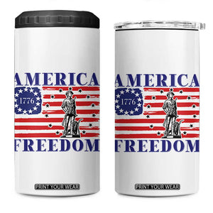 America Freedom 1776 Revolutionary War 4 in 1 Can Cooler Tumbler Minuteman Betsy Ross Flag Patriotic History TS02 One Size: 16 oz White Print Your Wear