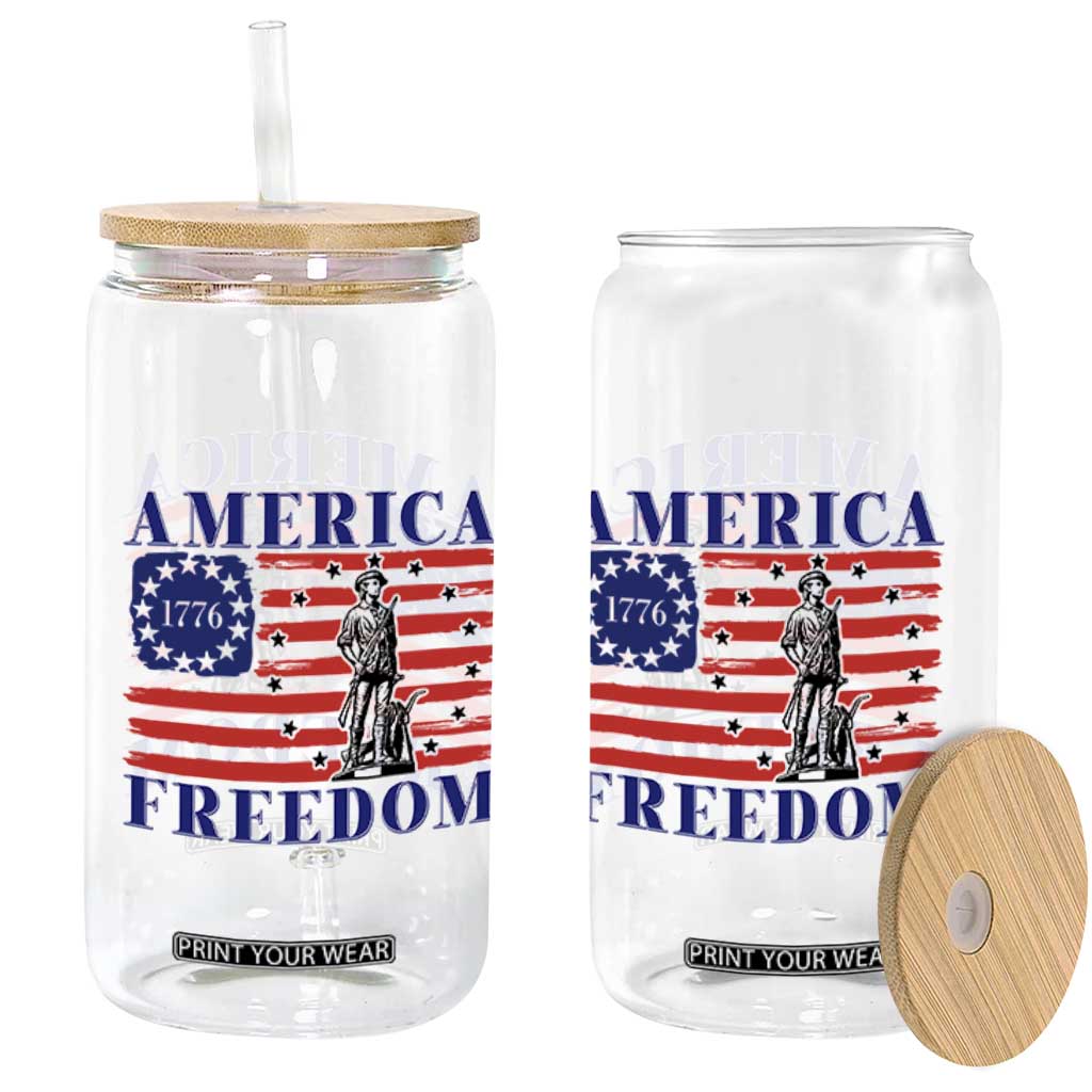 America Freedom 1776 Revolutionary War Glass Can Minuteman Betsy Ross Flag Patriotic History TS02 Print Your Wear