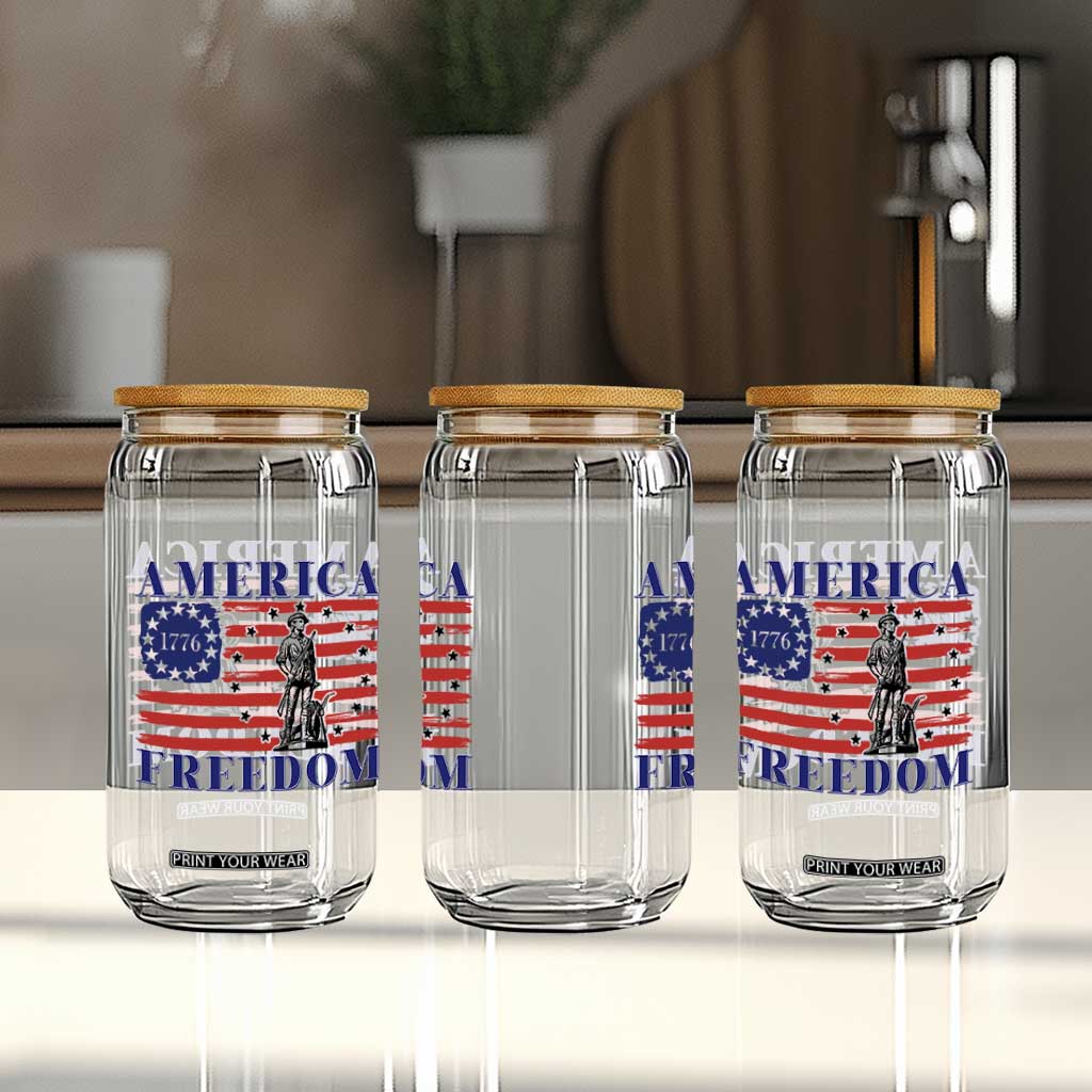 America Freedom 1776 Revolutionary War Glass Can Minuteman Betsy Ross Flag Patriotic History TS02 Print Your Wear