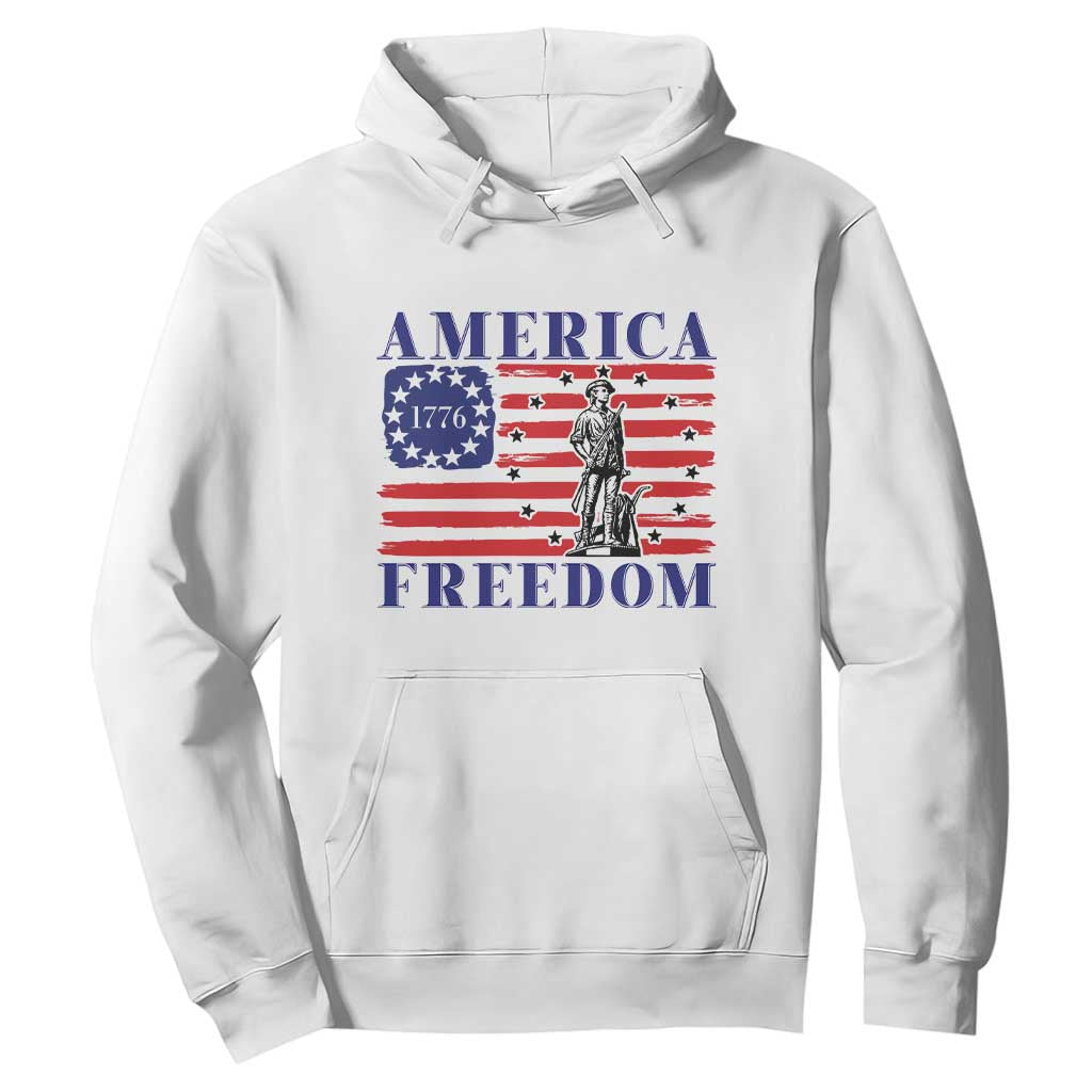America Freedom 1776 Revolutionary War Hoodie Minuteman Betsy Ross Flag Patriotic History TS02 White Print Your Wear