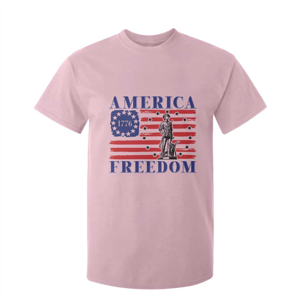 America Freedom 1776 Revolutionary War T Shirt For Kid Minuteman Betsy Ross Flag Patriotic History TS02 Light Pink Print Your Wear