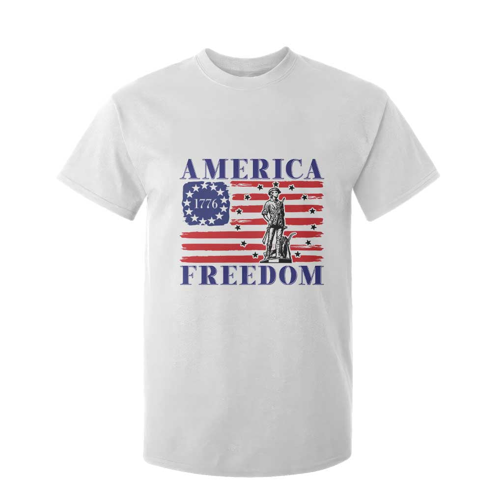 America Freedom 1776 Revolutionary War T Shirt For Kid Minuteman Betsy Ross Flag Patriotic History TS02 White Print Your Wear